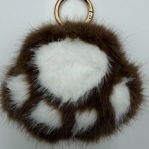 Brown and White Fur Keychain